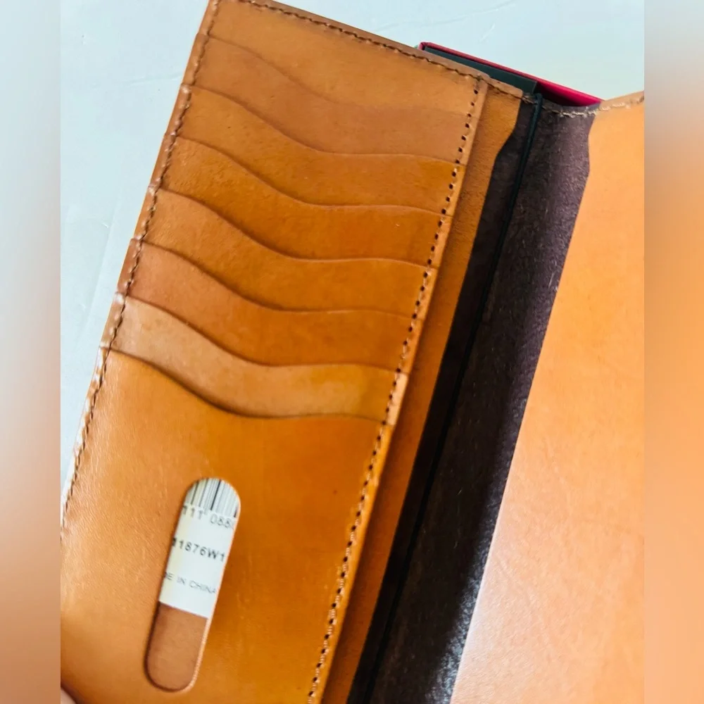 Red Dirt Hat Co Mens Brown Red Aztec Leather Slim Rodeo Bifold Wallet NIB - Picture 6 of 8